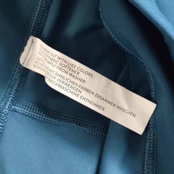 Peloton Teal Blue Green Yoga Waistband Back Pocket Activewear Gym Capri Large - Picture 5 of 10